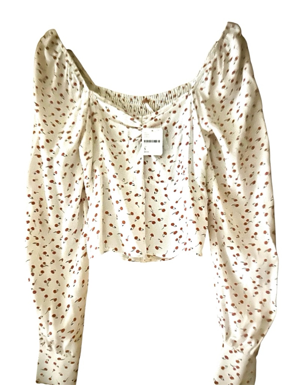 NEW Free People Julia Sweetheart Crop Top in Cream with Cherry Print